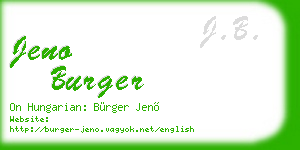 jeno burger business card